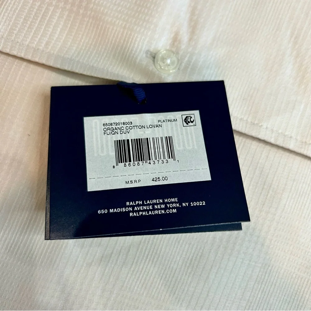Ralph Lauren Home Organic Cotton Lovan Jacquard Full / Queen Duvet Cover NEW